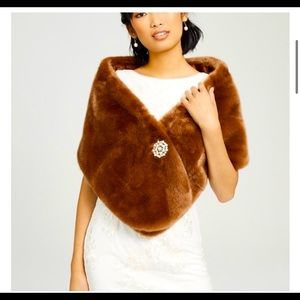 Adrianna Papell Faux-Fur Shawl